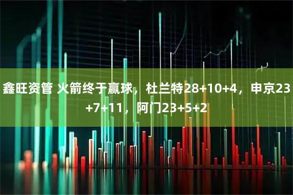鑫旺资管 火箭终于赢球，杜兰特28+10+4，申京23+7+11，阿门23+5+2