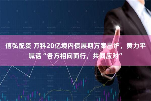 信弘配资 万科20亿境内债展期方案出炉，黄力平喊话“各方相向而行，共同应对”